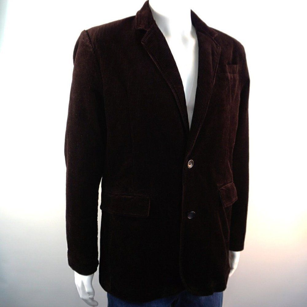 Chouyatou Mens Vintage Corduroy Sport Coat Casual Work Wear Size Small Brown